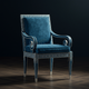 Inlay Chair with Blue Velvet Upholstery and Greek Key Design | Luxury Handmade Chair