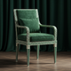 Inlay Chair - Elegant Green Velvet with Intricate Pattern | Luxury Handmade Chair