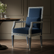 Inlay Chair with Navy Blue Upholstery and Greek Key Detailing | Luxury Handmade Chair
