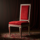 Inlay Chair with Red Velvet Upholstery and Geometric Pattern | Luxury Handmade Chair