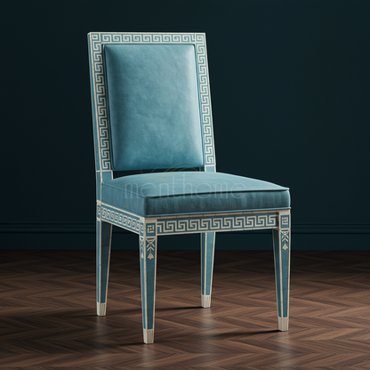Luxury Inlay Blue Velvet Chair | Luxury Handmade Chair