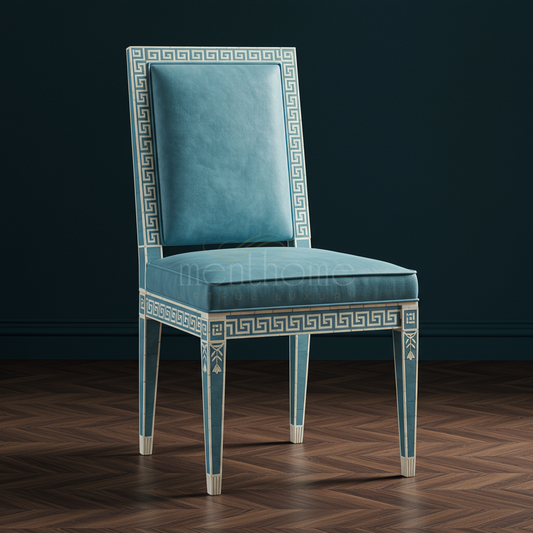 Luxury Inlay Blue Velvet Chair | Luxury Handmade Chair