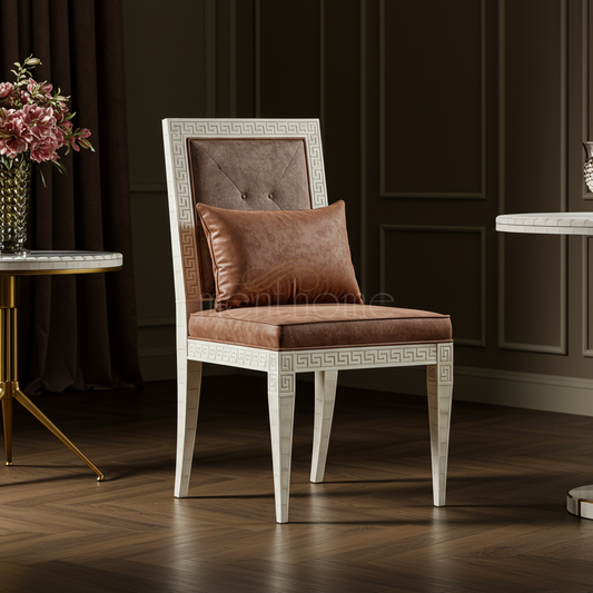 Luxury Inlay Chair with Elegant Brown Cushion | Luxury Handmade Chair