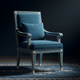 Luxury Inlay Blue Velvet Armchair | Luxury Handmade Chair