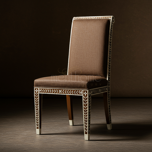 Luxury Inlay Wooden Chair with Upholstered Seating | Luxury Handmade Chair