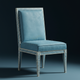 Inlay Chair with Blue Upholstery and Intricate Detailing | Luxury Handmade Chair