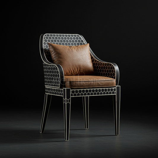 Inlay Chair with Leather Cushion | Luxury Handmade Chair