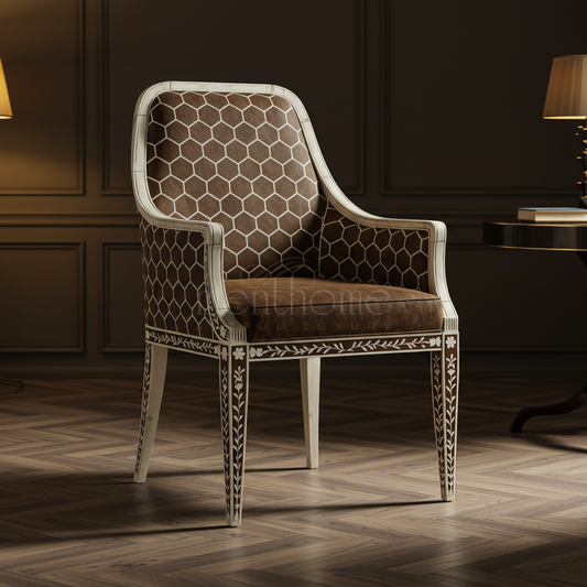 Inlay Chair with Geometric Upholstery | Luxury Handmade Chair