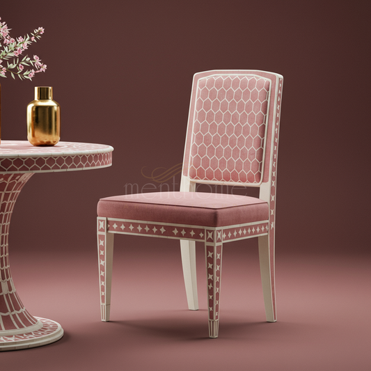 Inlay Chair with Pink Geometric Pattern | Luxury Handmade Chair