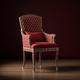 Luxury Inlay Armchair with Red Velvet Upholstery | Luxury Handmade Chair