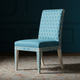 Inlay Chair with Blue Geometric Upholstery | Luxury Handmade Chair