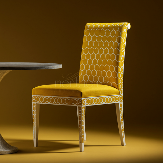 Inlay Chair with Hexagonal Pattern Upholstery | Luxury Handmade Chair