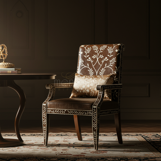 Inlay Chair with Botanical Motif | Luxury Handmade Chair