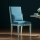 Inlay Chair with Blue Upholstery and Intricate Floral Detailing | Luxury Handmade Chair