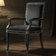 Elegant Black Inlay Armchair with Floral Motif | Luxury Handmade Chair