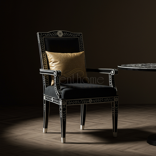 Luxury Inlay Armchair with Gold Accents | Luxury Handmade Chair