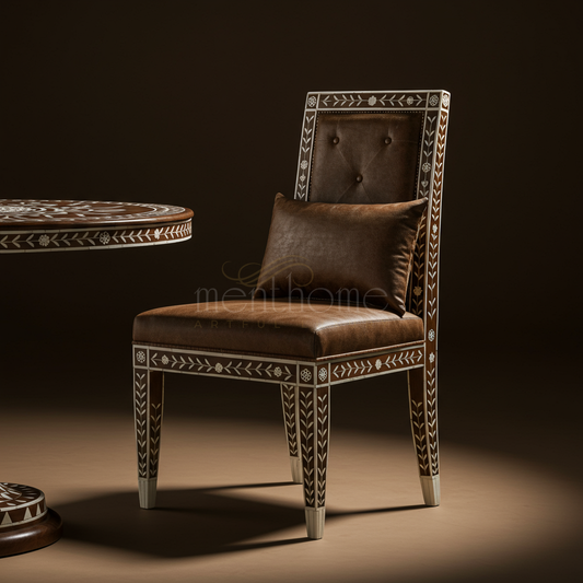 Luxury Inlay Leather Accent Chair | Luxury Handmade Chair