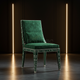 Emerald Green Inlay Velvet Chair | Luxury Handmade Chair