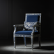 Luxury Blue Inlay Armchair with Floral Cushion | Luxury Handmade Chair