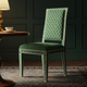 Inlay Chair with Green Upholstery and Intricate Carved Detailing | Luxury Handmade Chair