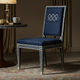 Inlay Chair with Elegant Blue Upholstery and Intricate Bone Inlay | Luxury Handmade Chair