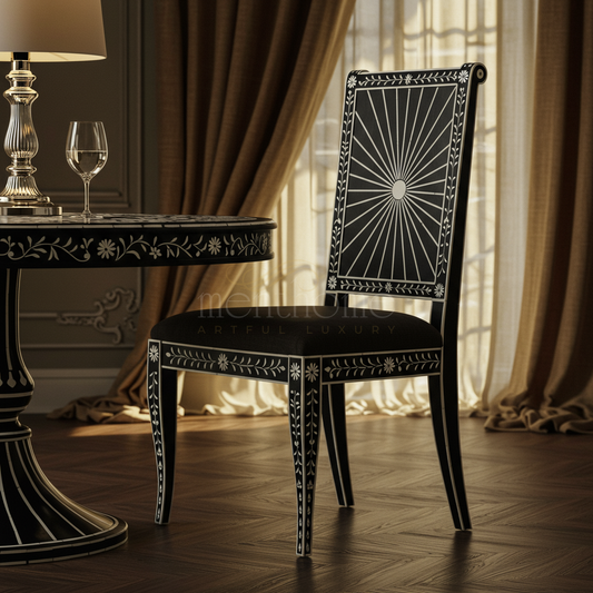 Inlay Chair with Intricate Floral and Geometric Design | Luxury Handmade Chair