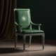 Inlay Chair in Green Leather with Intricate Bone Detailing | Luxury Handmade Chair