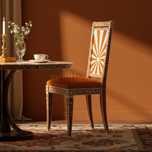 Inlay Chair with Intricate Sunburst Pattern | Luxury Handmade Chair