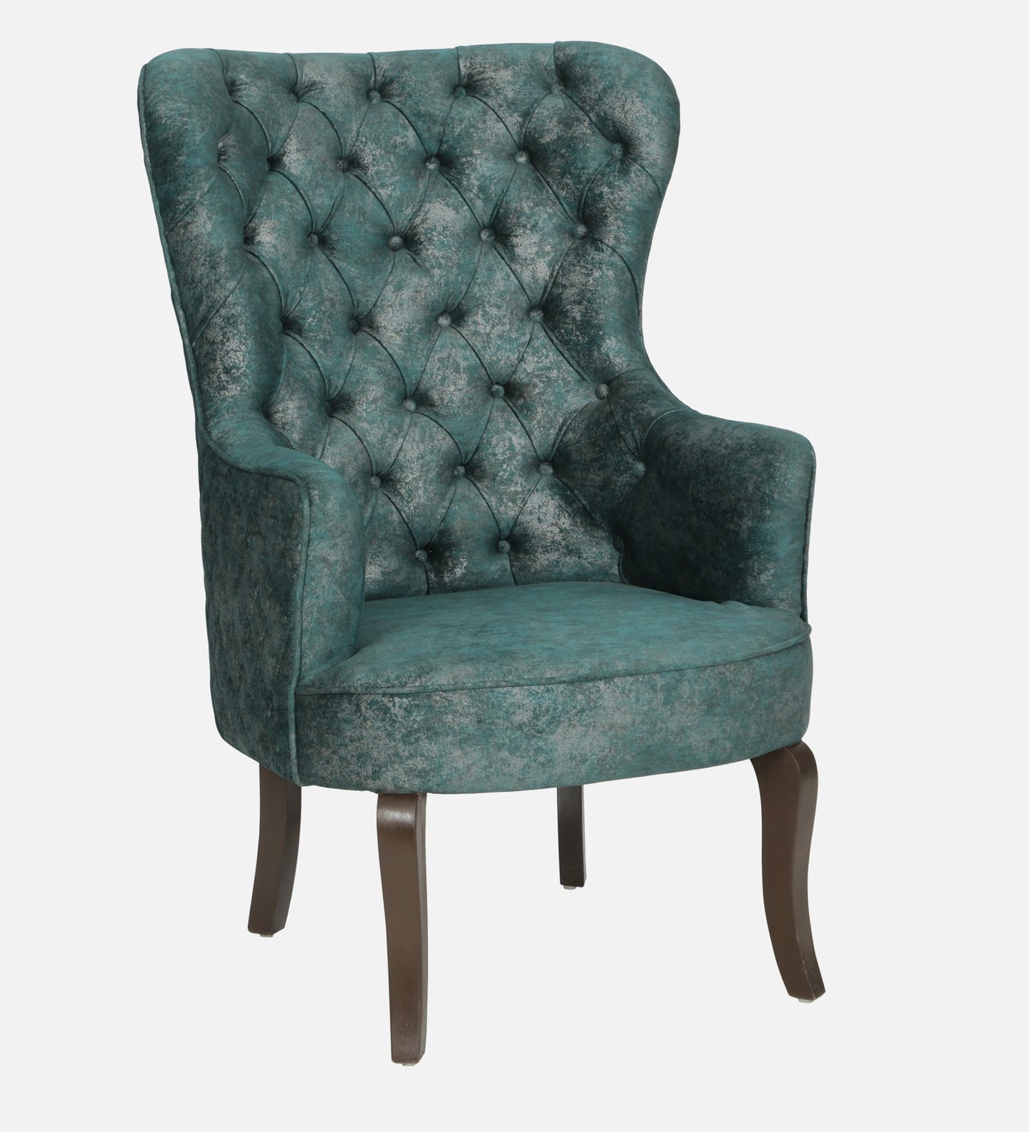 Velvet Wing Chair In Green Colour