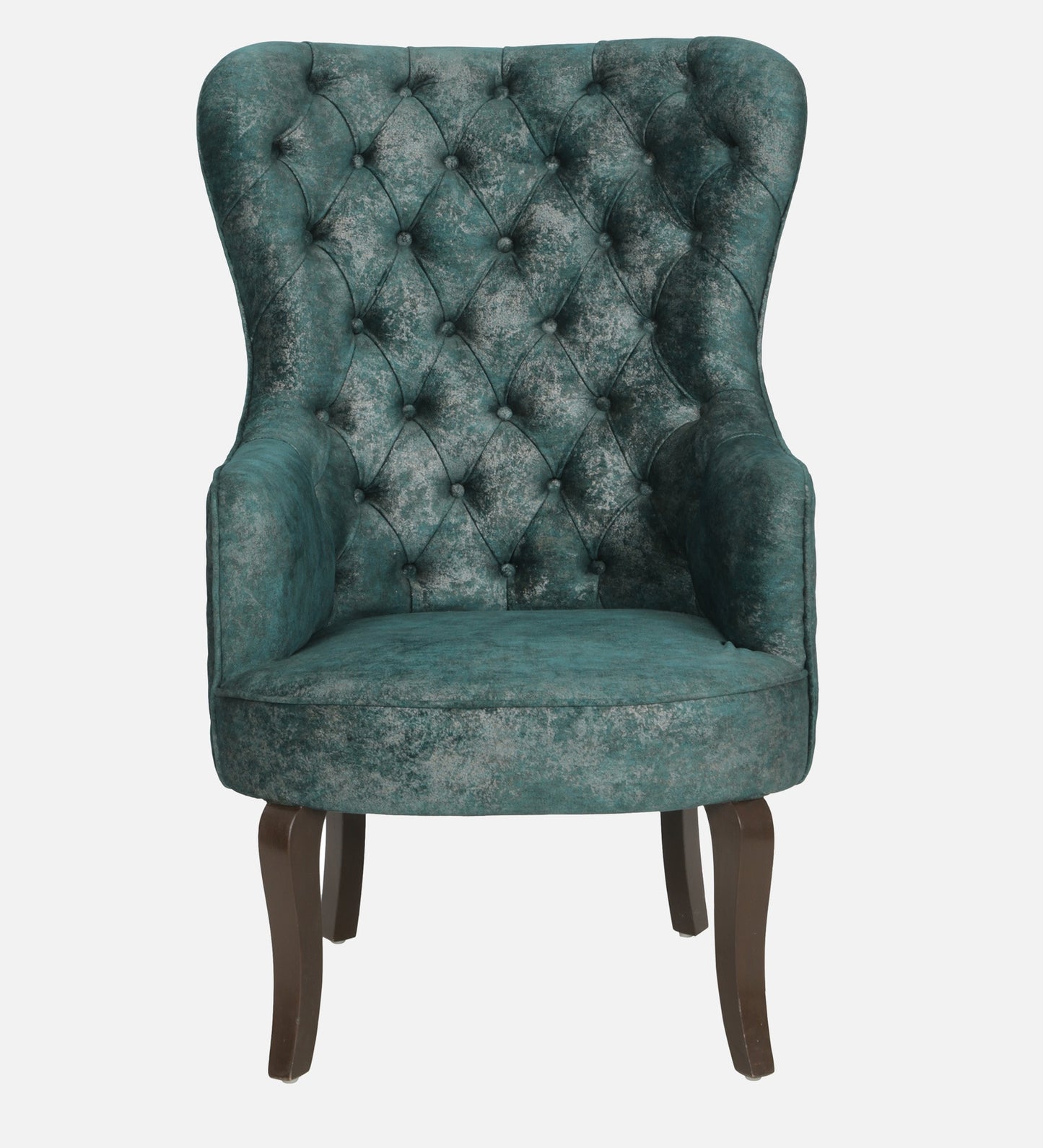 Velvet Wing Chair In Green Colour