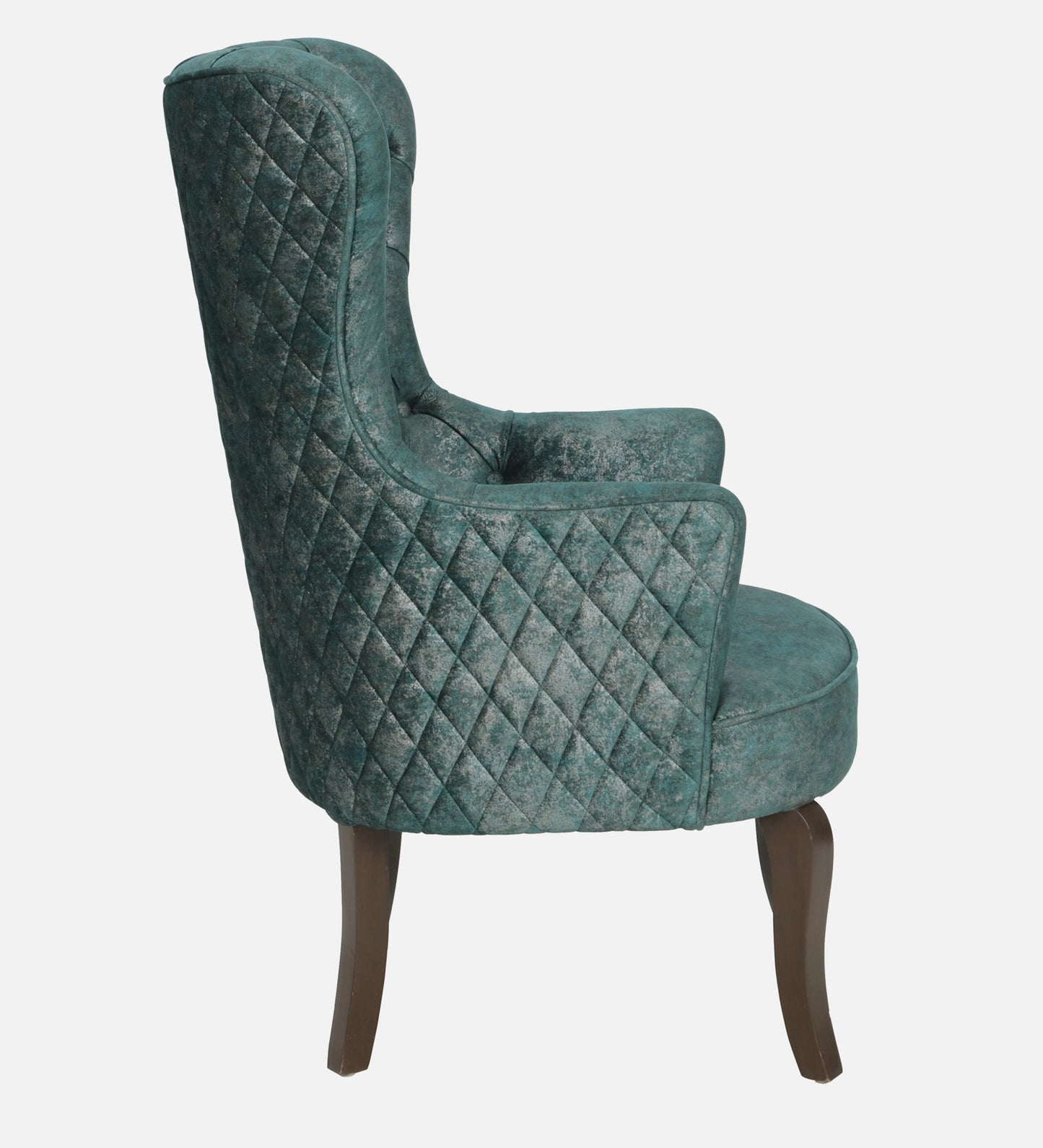 Velvet Wing Chair In Green Colour