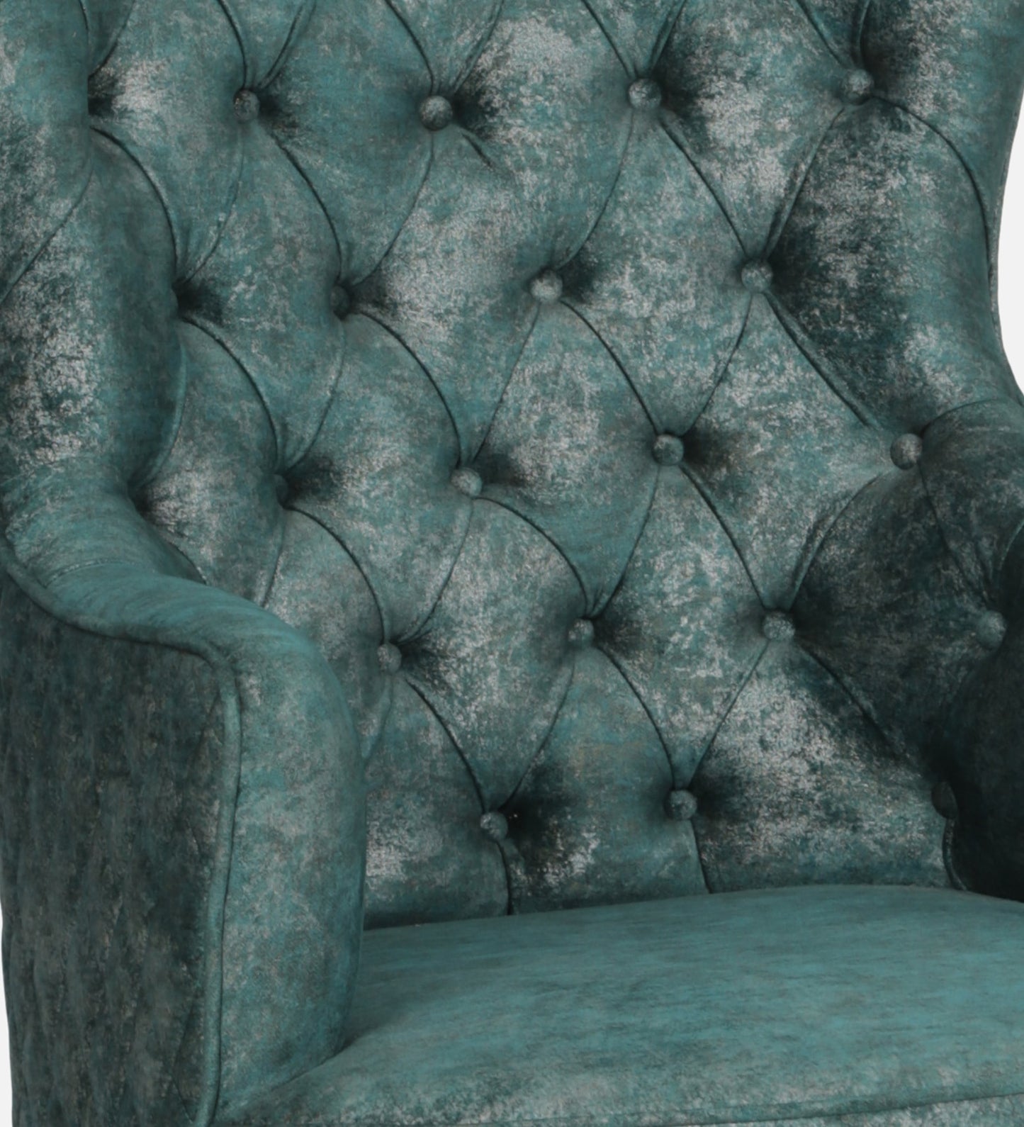 Velvet Wing Chair In Green Colour