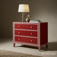 Elegant Red Three-Drawer Chest with Decorative Trim | Luxury Handmade Dresser