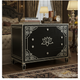 Black Decorative Wooden Chest of Drawers with White Floral Inlay | Luxury Handmade Dresser