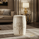 Ceramic Drum Garden Stool with Lotus Design | Luxury Handmade Stool