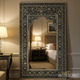 Intricately Designed Black and White Ornate Floor Mirror | Luxury Handmade Mirror