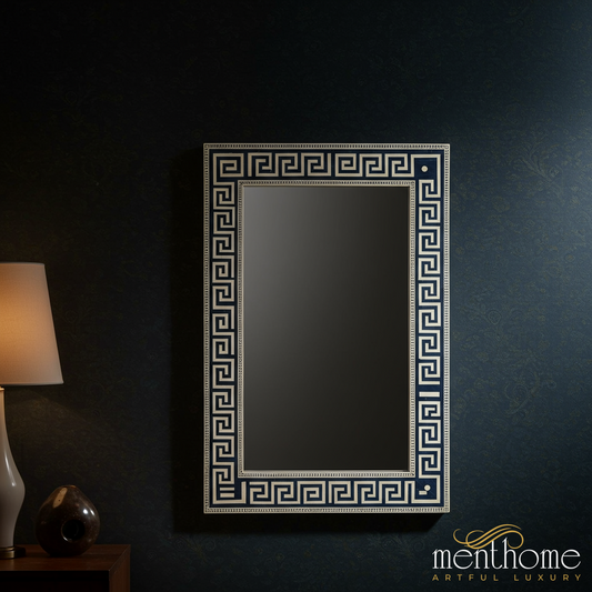 Elegant Greek Key Pattern Wall Mirror | Luxury Handmade Mirror