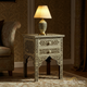 Handcrafted Wooden Bone Inlay Bedside Table with Two Drawers | Luxury Handmade Bedside Table