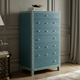 Elegant Blue Wooden Chest of Drawers with Decorative Inlay | Luxury Handmade Tallboy