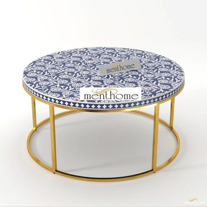 Bone Inlay Round Coffee Table - Sunflower | Luxury Handmade Coffee Table