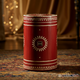 Decorative Red Wooden Drum Stool with White Patterns | Luxury Handmade Stool