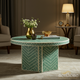 Green Geometric Patterned Round Coffee Table | Luxury Handmade Coffee Table