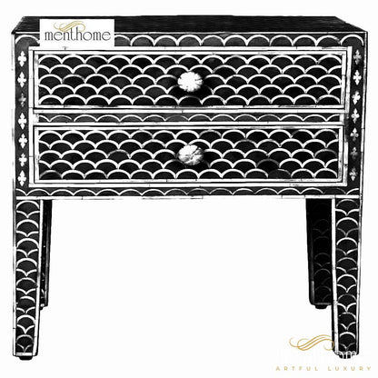 Bone Inlay Wood Bedside Table Design Bedside Handmade Bone Inlay Wooden Modern Floral Pattern Side table Furniture Handmade Wooden Table | Luxury Handmade Bedside Table
