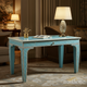 Elegant Blue Decorative Writing Desk with Greek Key Design | Luxury Handmade Desk