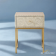 Metal Stand Floral Nightstand Bone Inlay One Drawer | Luxury Handmade Bedside Table