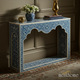 Handcrafted Blue and White Bone Inlay Console Table | Luxury Handmade Console