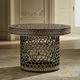 Handcrafted Inlaid Bone and Wood Round Side Table | Luxury Handmade Coffee Table