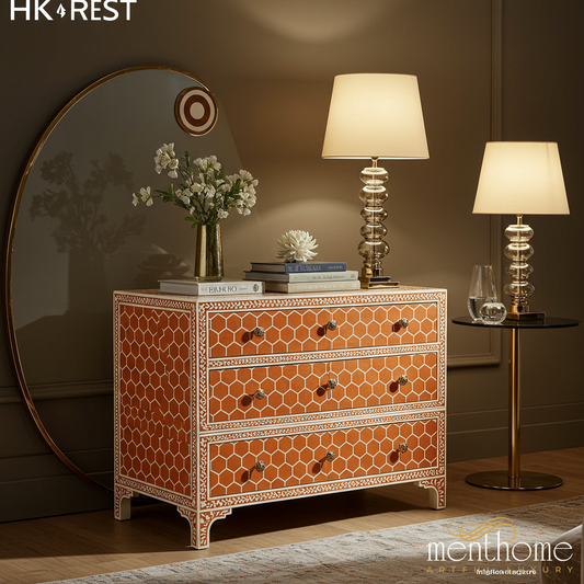 Honeycomb Pattern Wooden Chest of Drawers | Luxury Handmade Chest of Drawer