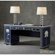 Elegant Blue and White Floral Inlay Writing Desk | Luxury Handmade Desk