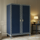 Navy Blue Hand-Painted Bone Inlay Wardrobe | Luxury Handmade Wardrobe